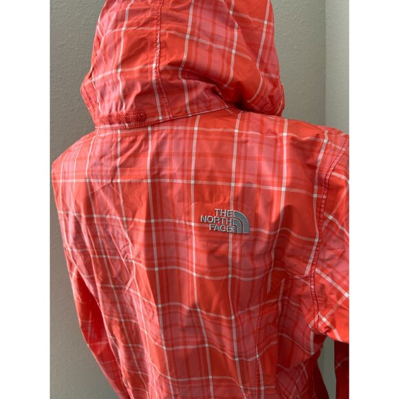 The North Face Hyvent Orange Plaid Windbreaker Rain Jacket Women's Sx L - Picture 6 of 7